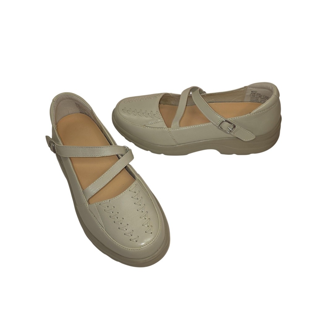 Dr. Comfort Betsy Mary Jane Shoes Women 7.5 White Leather Strap Comfort Walking